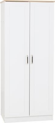 Portland 2 Door Wardrobe - White/Oak Effect
