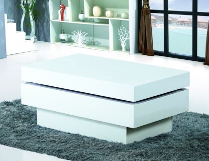 Preston White High Gloss Movable Coffee Table
