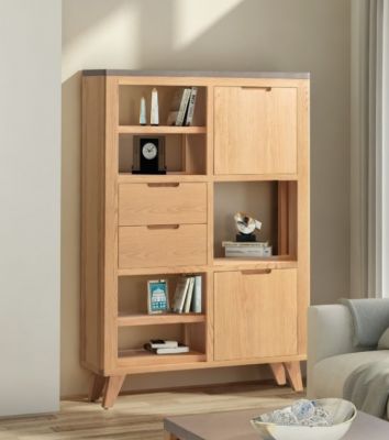 Rimini High Display Unit - Concrete/Oak