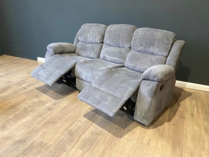Kimberly Fabric 3 Seater Recliner Sofa - Grey