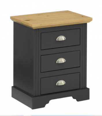Toledo 3 Drawer Bedside Grey Oak Effect