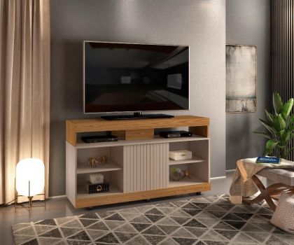 Vision 120 Flat Screen TV Unit - Oak & Grey