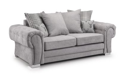 Verona Fabric 3 Seater Sofa - Grey SCATTER BACK