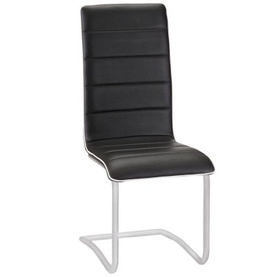 Walton PU Dining Chair - Black/Chrome (Sold in 4s)