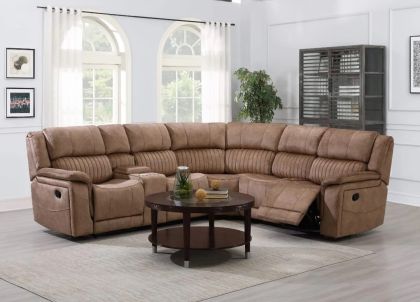 Washington Fabric Corner Sofa - Coffee (Rec-Con-Elm-Cor-Elm-Rec)