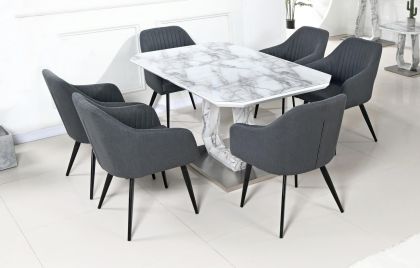 Westlake Fabric Dining Chair - Grey (Sold in 2s)
