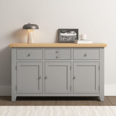 Windsor 3 Door 3 Drawer Sideboard - Pebble Grey/Oak