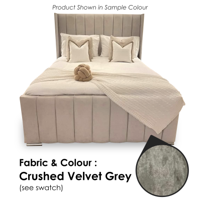 Zaragoza Crushed Velvet Grey-5ft - King Size-Standard