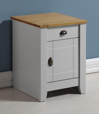 Ludlow 1 Drawer 1 Door Bedside  - Grey / Oak Lacquer
