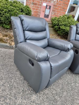 Roman Leather 1 Seater Recliner Sofa - Grey