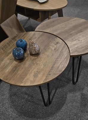 Athens Duo Coffee Table Set - Medium Oak Effect/Black