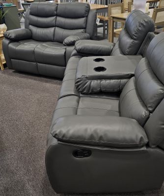 Roma Leather Recliner Suite 3+2 - Grey