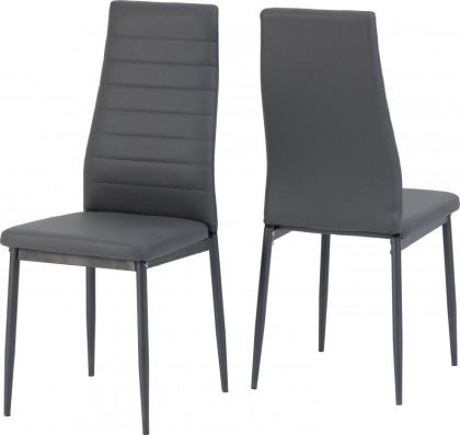 Abbey Faux Leather Chair - Grey (SOLD in Pair)