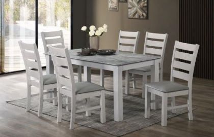 Alicante Marble Effect Dining Set 5ft with 6 Chairs - Grey
