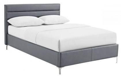 Arco Leather Double Bed 4ft 6in - Grey