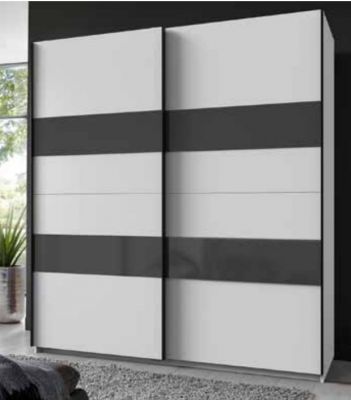 Altona White Glass Sliding Wardrobe 135cm - Grey Sliderobes