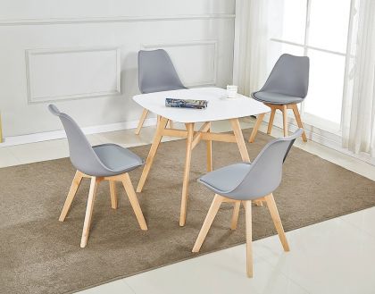 Baxter Dining Set with 4 White Chair