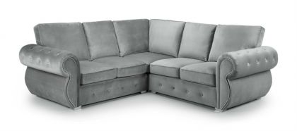 Belfast Fabric Fullback Corner Sofa - Plush Grey