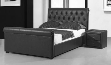 Caxton Leather Storage Double Bed 4ft 6in - Black