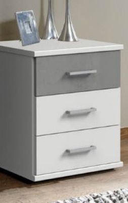 Click 3 Drawers Bedside - White / Concrete Light Grey
