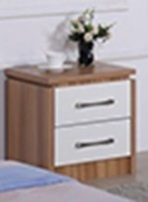 Conrad 2 Drawer Bedside - White Gloss / Oak