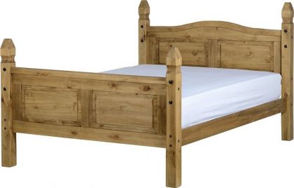 Corona 4'6" Bed High Foot End - Distressed Waxed Pine