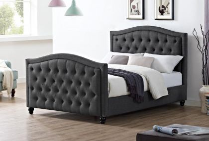 Daytona Fabric Linen Double Bed 4ft 6in - Grey
