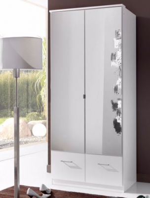 Imago 2 Door 2 Drawer 90cm Mirrored Wardrobe - WHITE