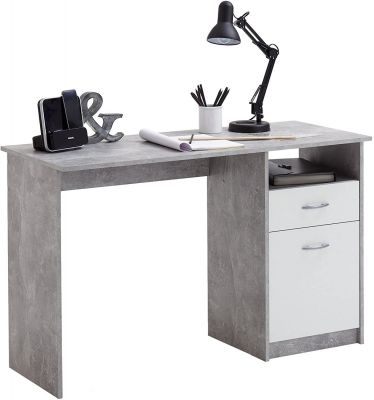 Jackson Desk - White + Concrete