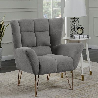 Lacy Fabric Arm Chair - Light Grey