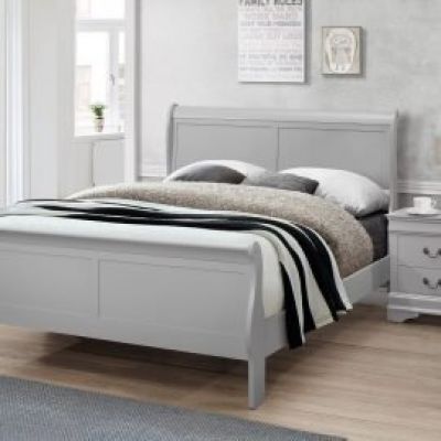 Louise Sleigh Wood Double Bed 4ft 6in - Grey