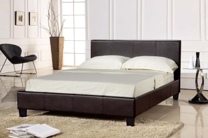 Prado Leather Double Bed with Tara Mattress - BLACK