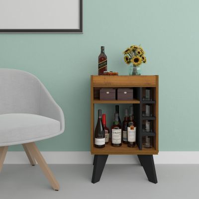 Naples Mini Bar/Side Table - Black/Pine Effect