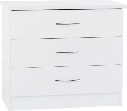 Nevada 3 Drawer Chest - White Gloss