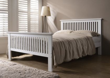 Denver Wood Double Bed 4ft 6in - White