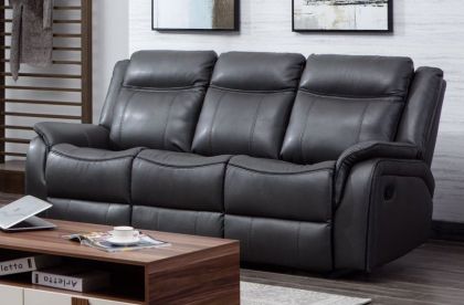 Ohio Leather 3 Seater Recliner Sofa 3RR - Grey