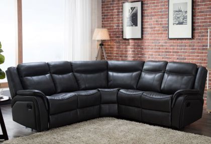 Ohio Leather Corner Sofa 2c2 - Black
