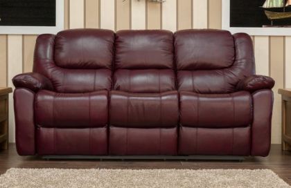 Parker Leather 3 Seater Fixed Sofa - Wine