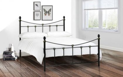 Rebecca King Size Bed- Satin Black / Antique Gold