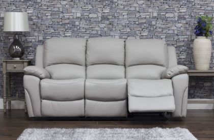 Serena Leather 3 Seater Recliner Sofa 3RR - Pearl Grey
