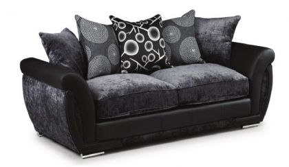 Shannon Fabric 3 Seater Sofa - Grey & Black