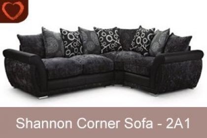 Shannon Fabric Corner Sofa 2C1 - Grey & Black RIGHT