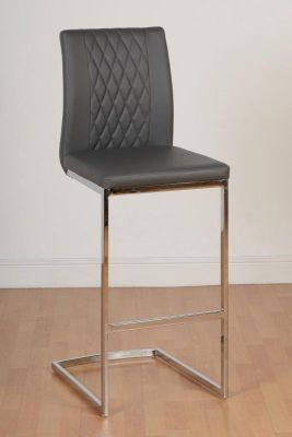 Sienna Faux Leather Bar Chair - Grey