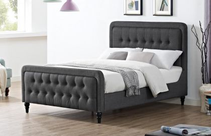 Tahiti Fabric Double Bed 4ft 6in - Grey