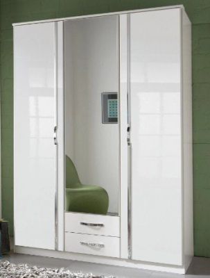 Trio Mirrored 3 Door 2 Drawer Wardrobe 135cm - High Gloss