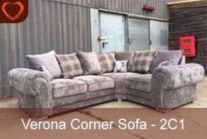 Verona Fabric Corner Sofa 2C1 - Beige / Mink SCATTER BACK