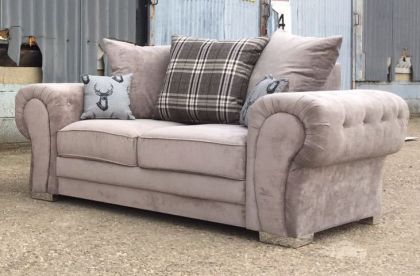 Verona Fabric 2 Seater Sofa - Beige / Mink SCATTER BACK