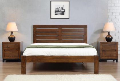 Vulcan King Size Bed 5ft - Rustic Oak