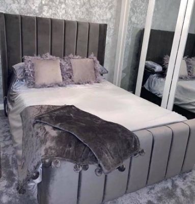 Zara Fabric Double Bed 4ft 6in - Plush Grey