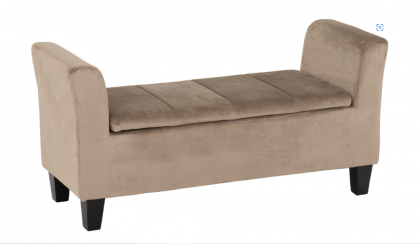 Amelia Storage Ottoman - Oyster Velvet Fabric